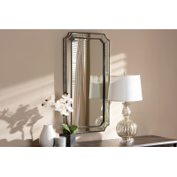 Baxton Studio RXW-8003 Romina Art Deco Antique Silver Finished Accent Wall Mirror